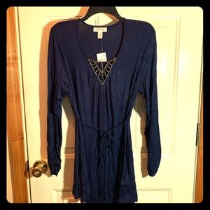 Maternity V-neck tunic w/tie waist